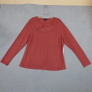 New Aqua Curve Top Womens 2X Pink Long Sleeve Shirt Plus Cut Out Stretch